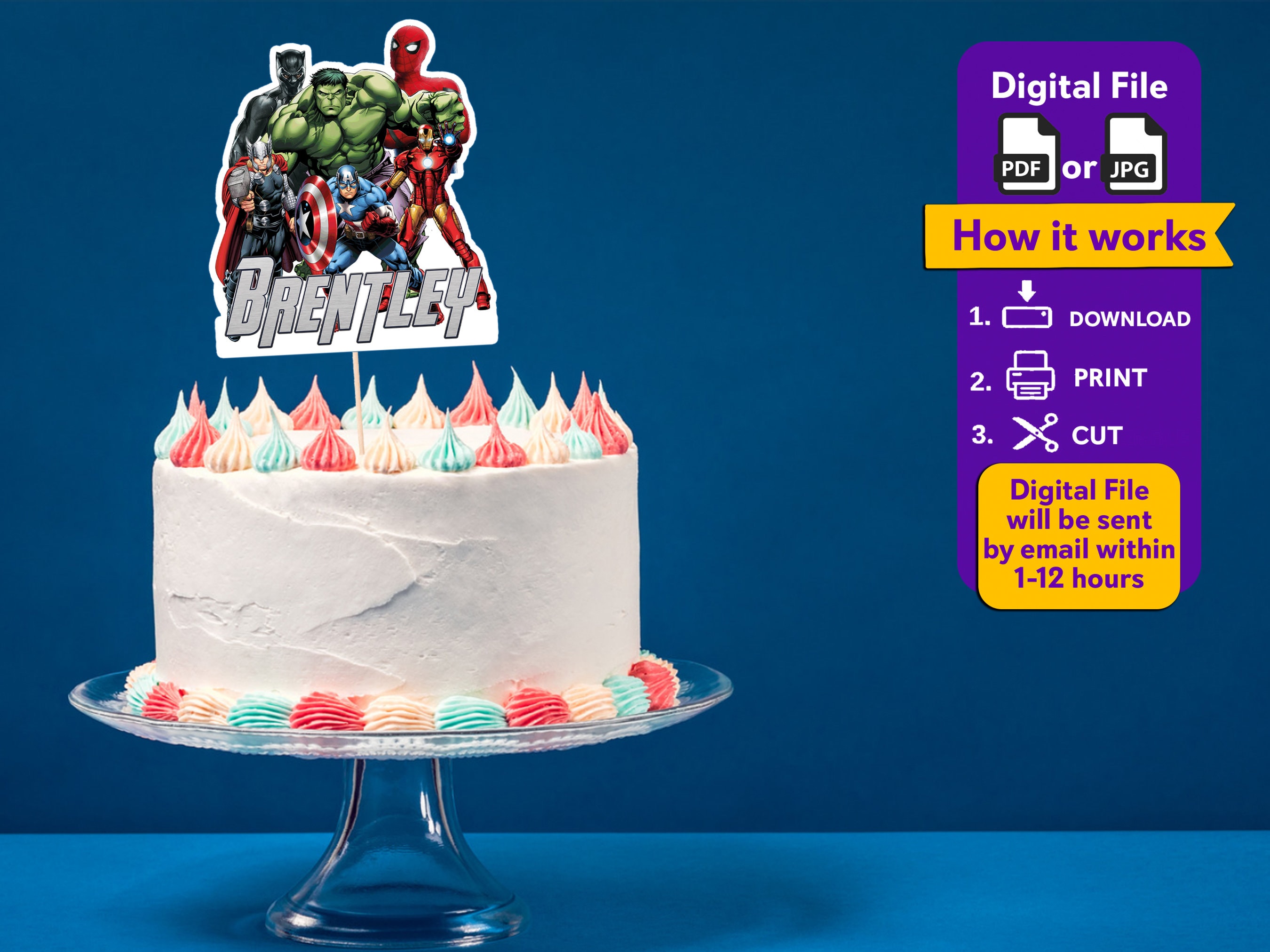 Avengers Printable Cake Topper Avengers Birthday Party Cake - Etsy