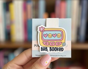 BRB Booked Magnetic Bookmark | Cute Bookish Page Marker | Retro Cassette Bookmark | Reader Gift | Aesthetic Bookmark