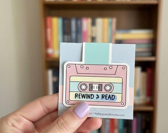 Rewind & Read Magnetic Bookmark | Retro Cassette Bookmark | Cute Bookish Page Marker | Reader Gift | Aesthetic Bookmark