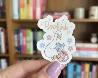 Bookish Duck Sticker | Cute Reading Duck Vinyl Sticker | Book Lover Gift
