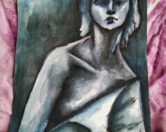 Deni Gesture 6Original Nude DrawingCharcoal and Pastel Chalk