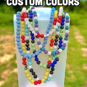Custom Baseball Sparkle Beaded Necklace Bro Beads Baseball Rhinestone Necklace MLB Necklace Baseball Drip Disco Ball Necklace Baseball Bling