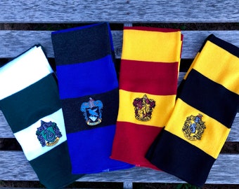 Wizard Scarf Inspired Scarf House Crest Coat of Arms Embroidered