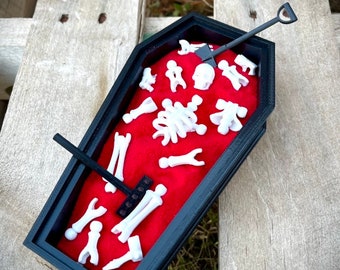 Coffin Zen Garden with Buildable Skeleton Gothic Decor Zen Garden Many colors Available MYSTERY colors Available
