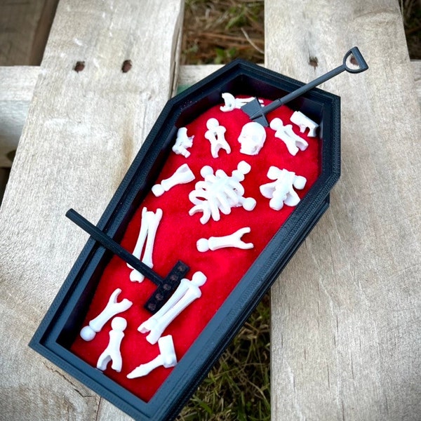 Coffin Zen Garden with Buildable Skeleton Gothic Decor Zen Garden Many colors Available MYSTERY colors Available