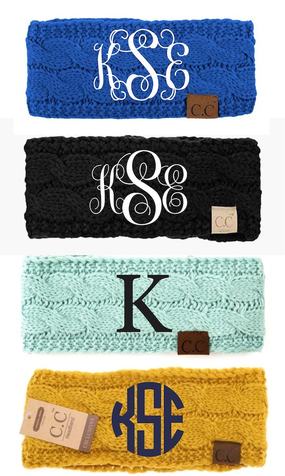CC Headband Monogrammed Headband Knit CC Headwrap - Etsy