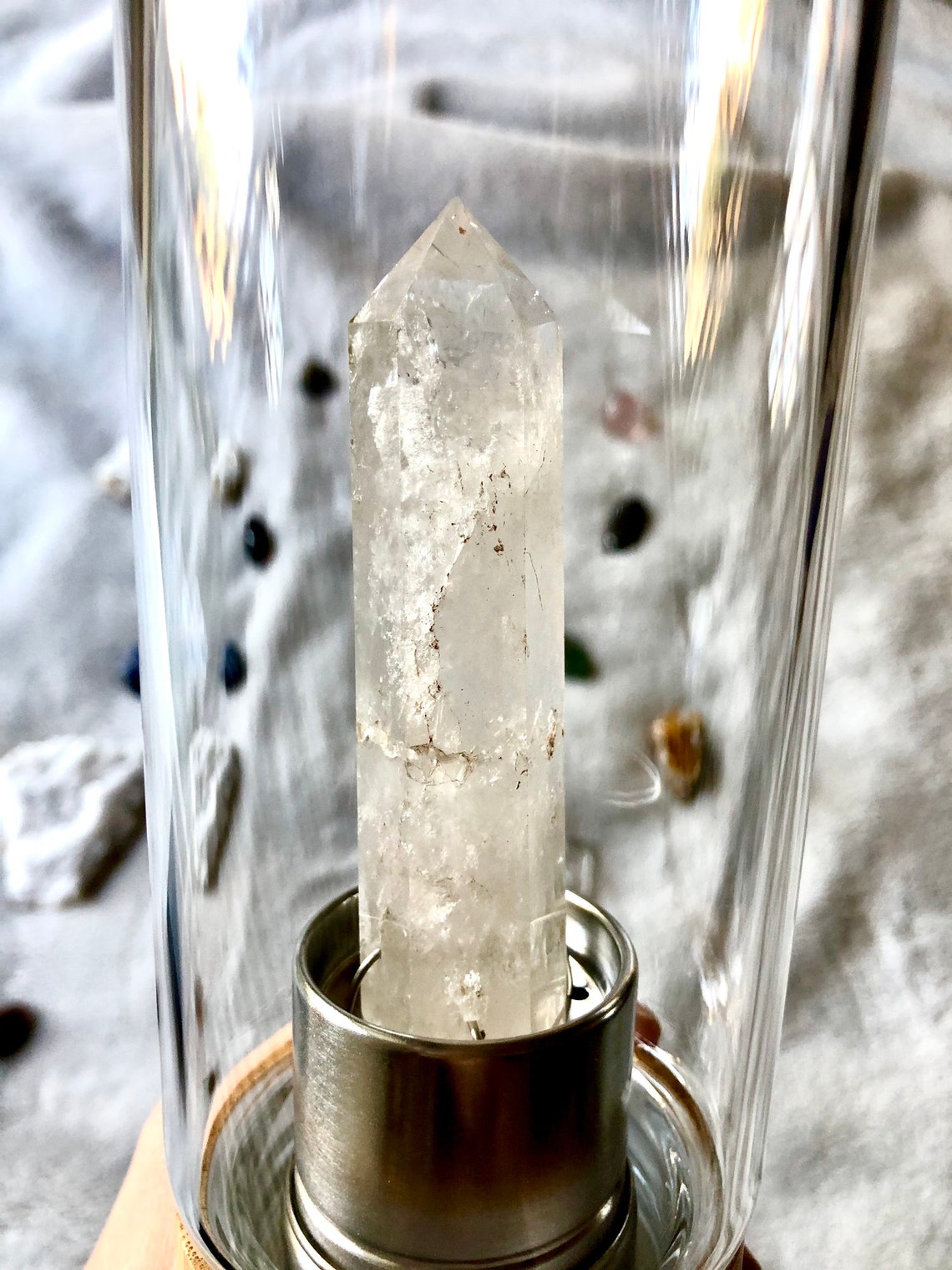 Clear Quartz Tower Crystal Water Bottle Etsy