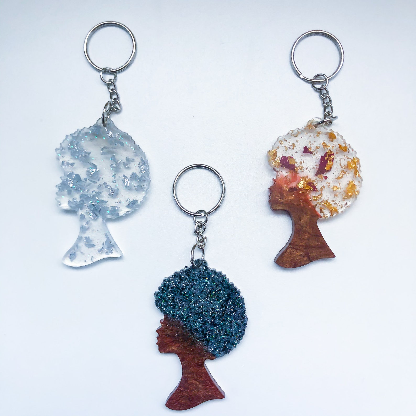 Afro Girl Keychain resin Keychain Afro girl handmade | Etsy