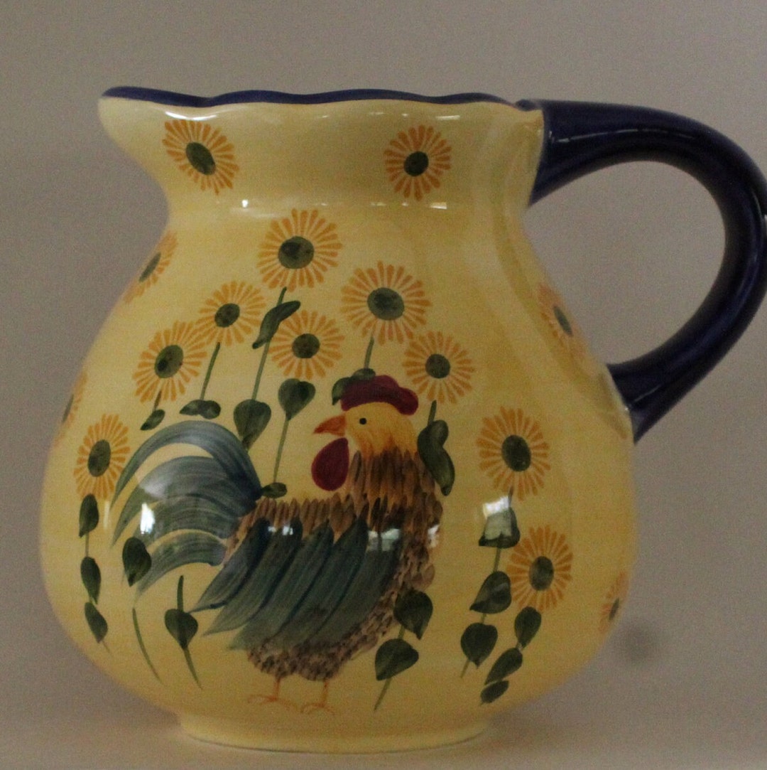 Carol Endres Pure Art Rooster & Sunflower Water Pitcher Etsy