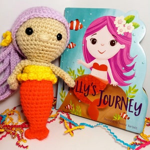 Children&#39;s Book and Toy Set - Stuffed Toy -  Board Book with Matching Mermaid Plushie - Creative Playset