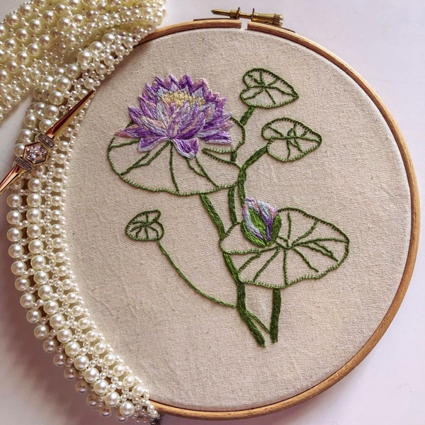 Water lily embroidery