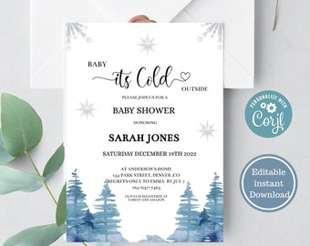 Winter Baby Shower Invitation, Baby its cold outside Baby Shower Invitation, Winter Baby Shower invitation template, Oh baby baby shower