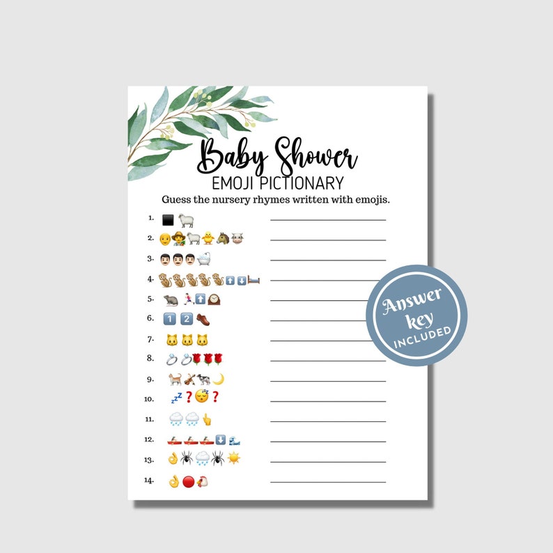 Baby Shower Emoji Pictionary Game, Emoji Pictionary Game, Emoji Baby