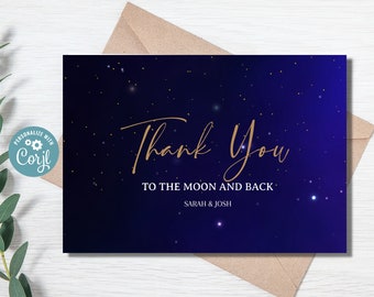 Celestial Starry Night Wedding Thank you Card, Thank You Card for Starry Night Wedding Invitation, Celestial Wedding Invitation, 022