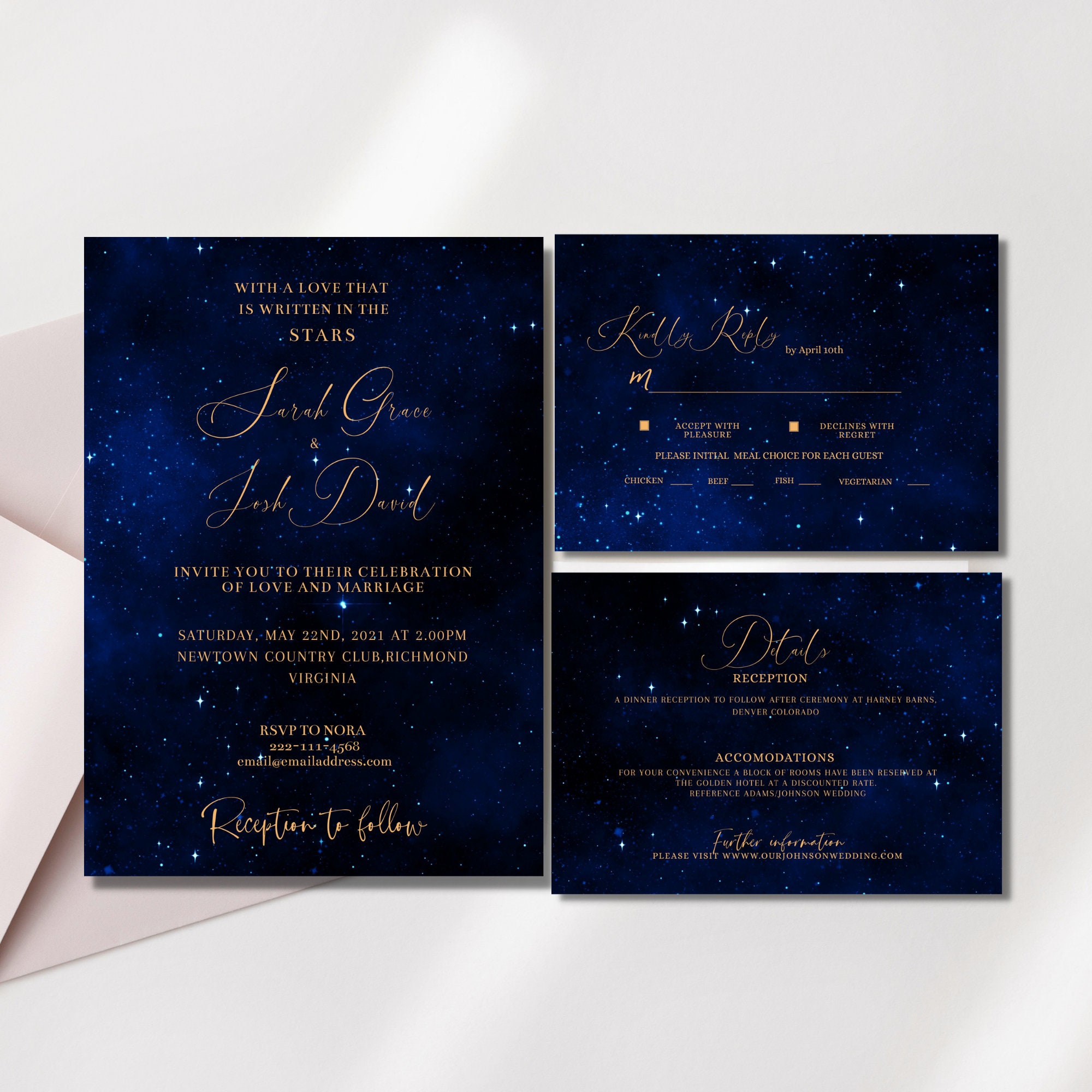 Starry Night Wedding Invitation Celestial Wedding Invitation Written in the Stars Wedding Invitation Suite Wedding invitation