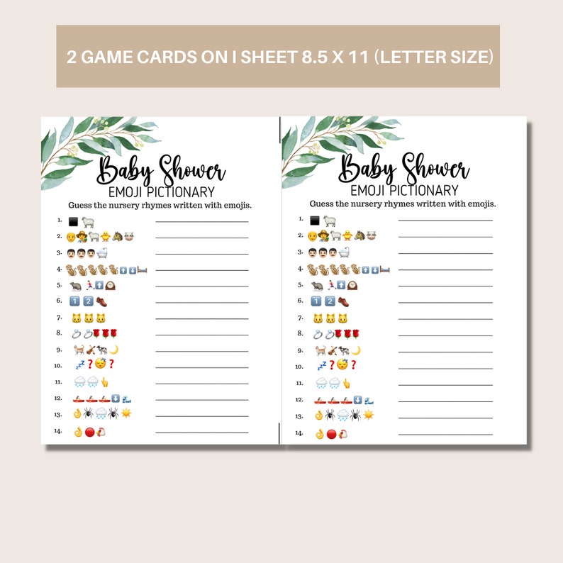 Baby Shower Emoji Pictionary Game, Emoji Pictionary Game, Emoji Baby