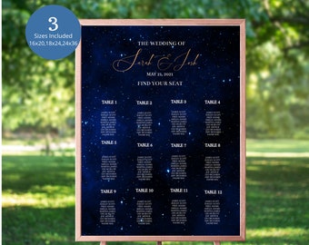 Starry Night Seating Chart, Celestial Wedding Seating Chart, Starry Night Wedding Seating Chart,  Wedding Seating Chart Template, SN2