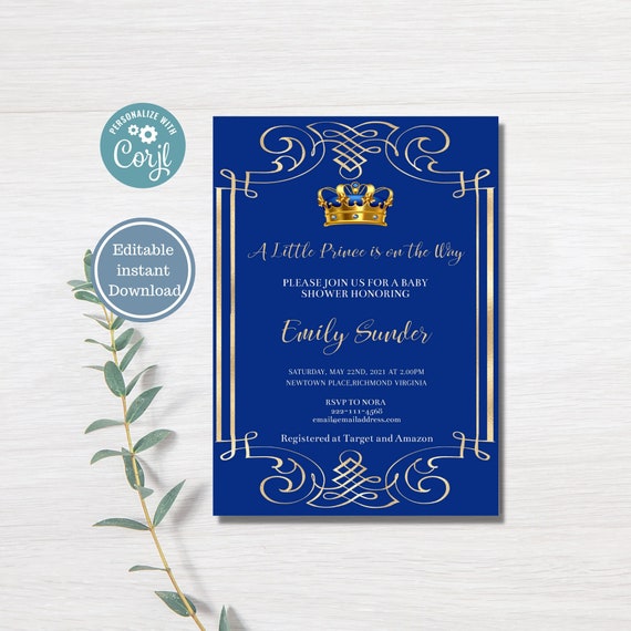 Royal Baby Shower Invitation, Royal Prince Baby Shower Invitation