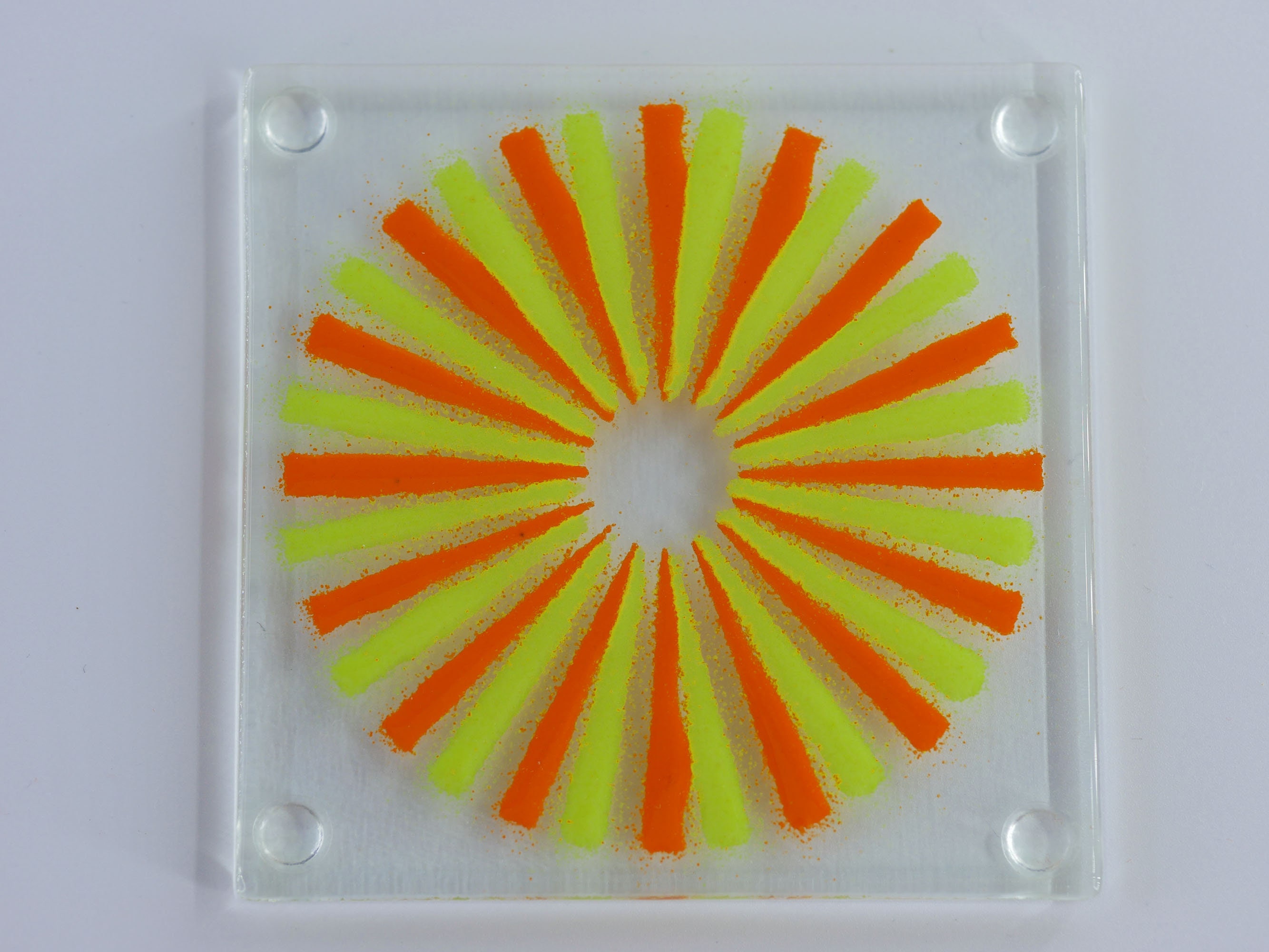 Starburst Pattern Fused Glass and Enamel Coaster Available in Etsy