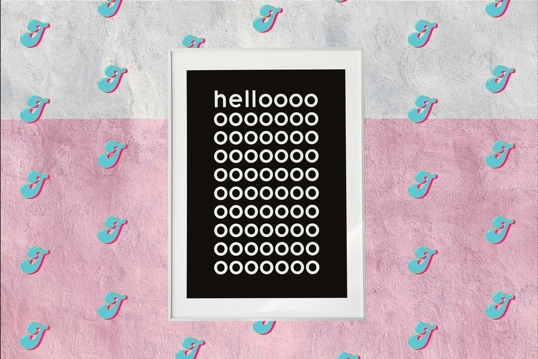 Hello Wall Art Print, Typography Entrance Hallway Print, Black and
