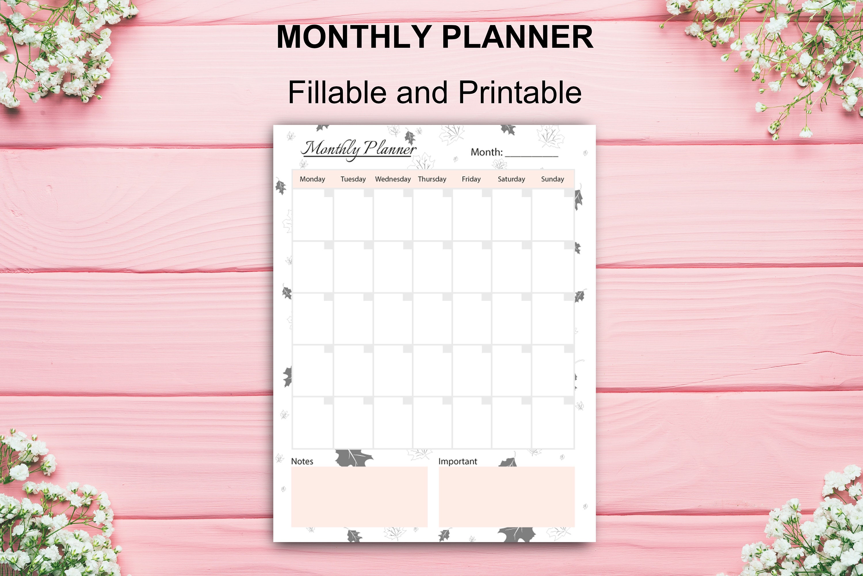 aesthetic monthly planner fillable and printable planner etsy