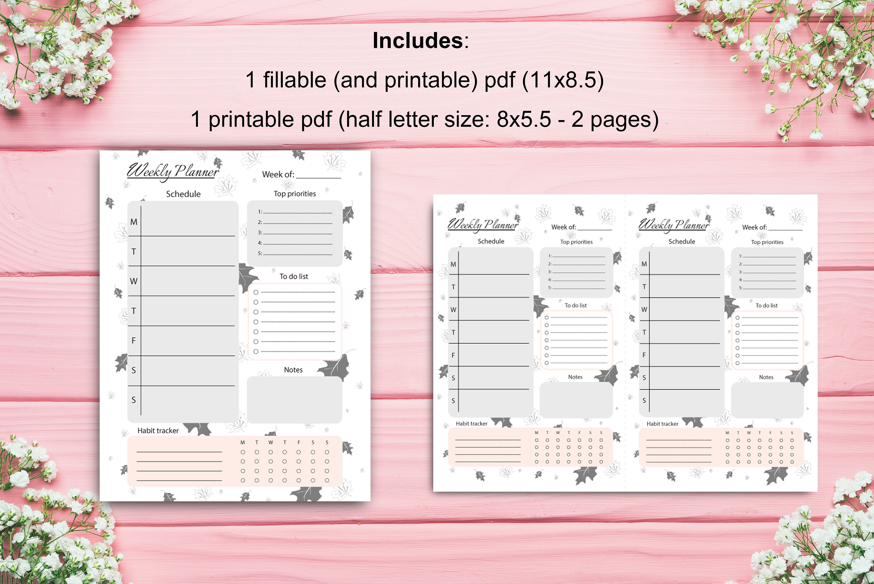 aesthetic weekly planner fillable and printable planner etsy