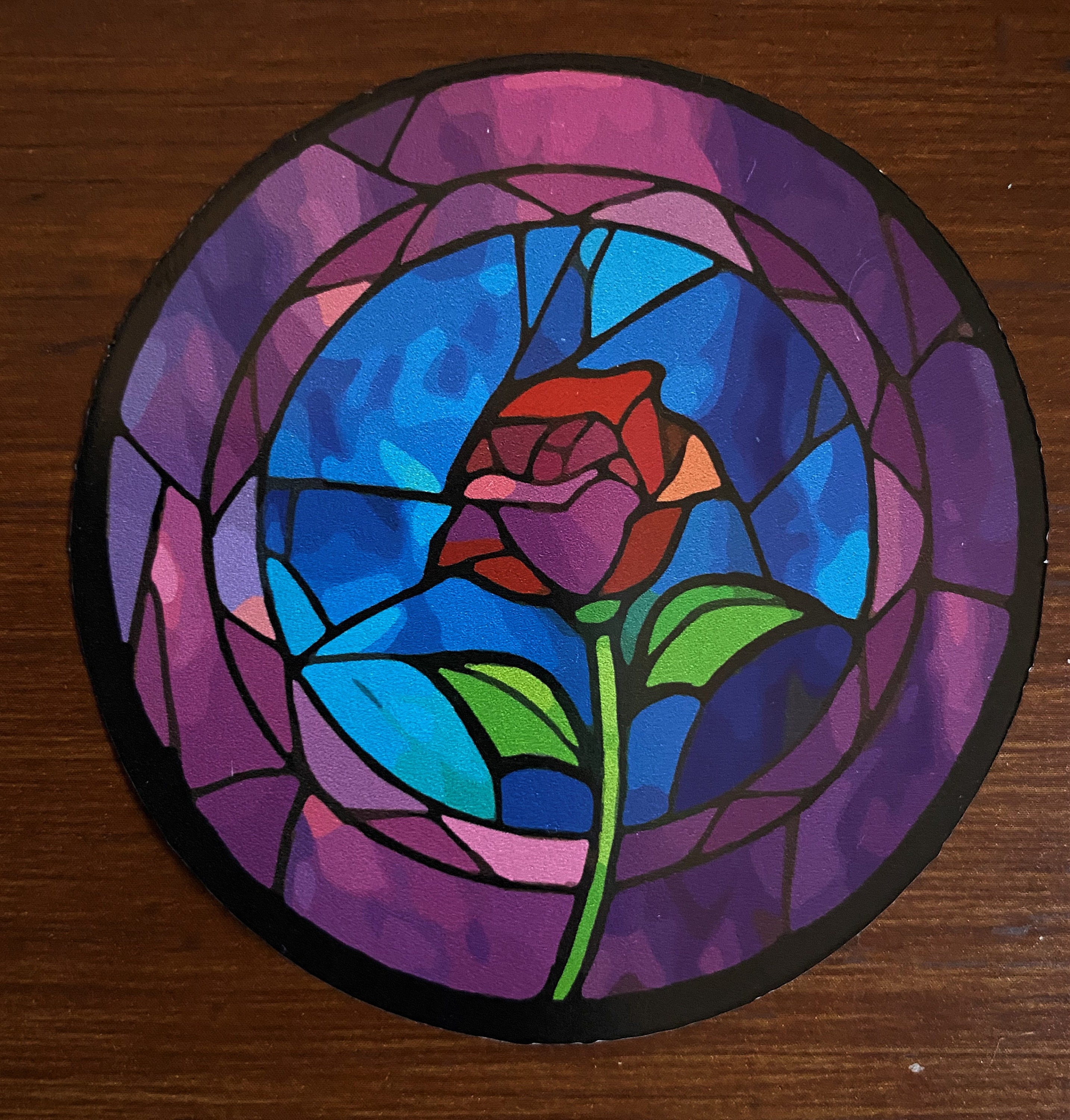 Rose Sticker Stained Glass Vinyl Decal Etsy
