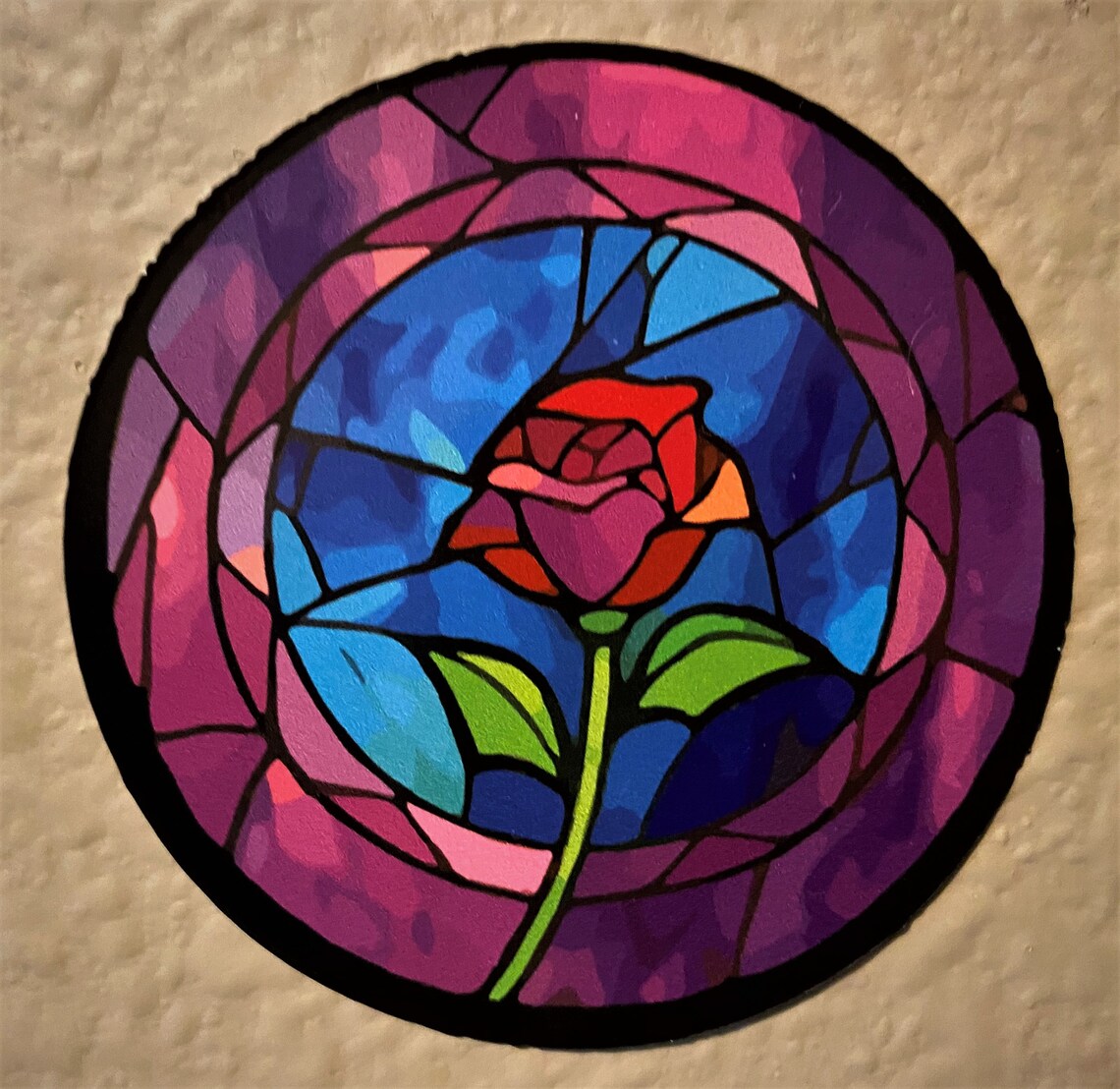 Rose Sticker Stained Glass Vinyl Decal Etsy