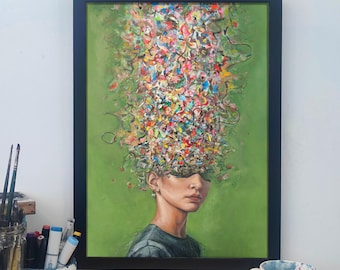 A3 print of the mixed media painting (Overload)