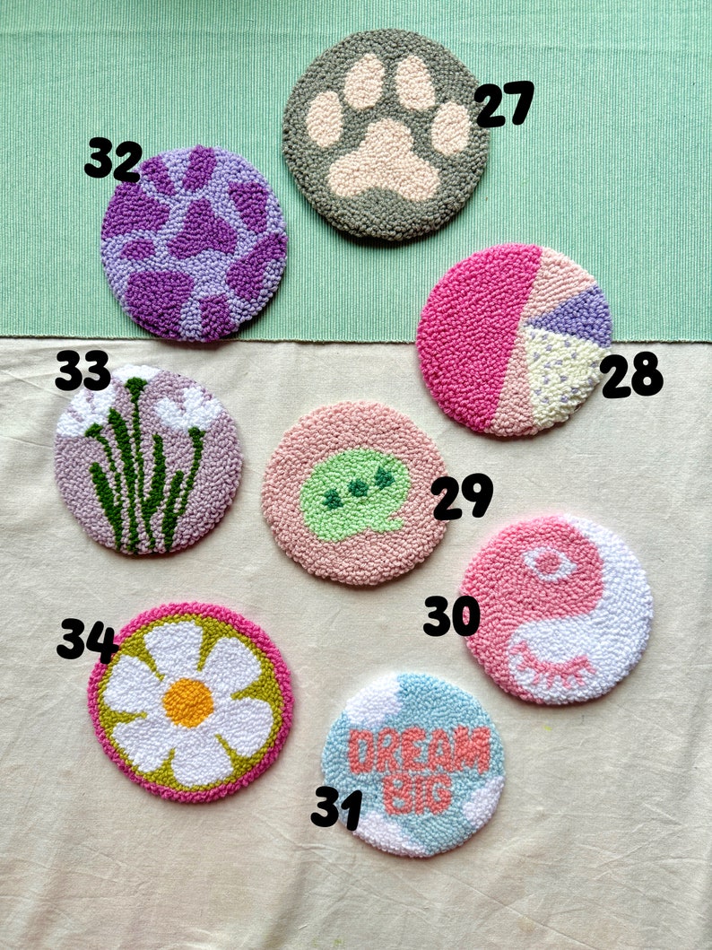 Punch Needle Coaster/tufted Drink Coaster /punch Needle Mug Etsy