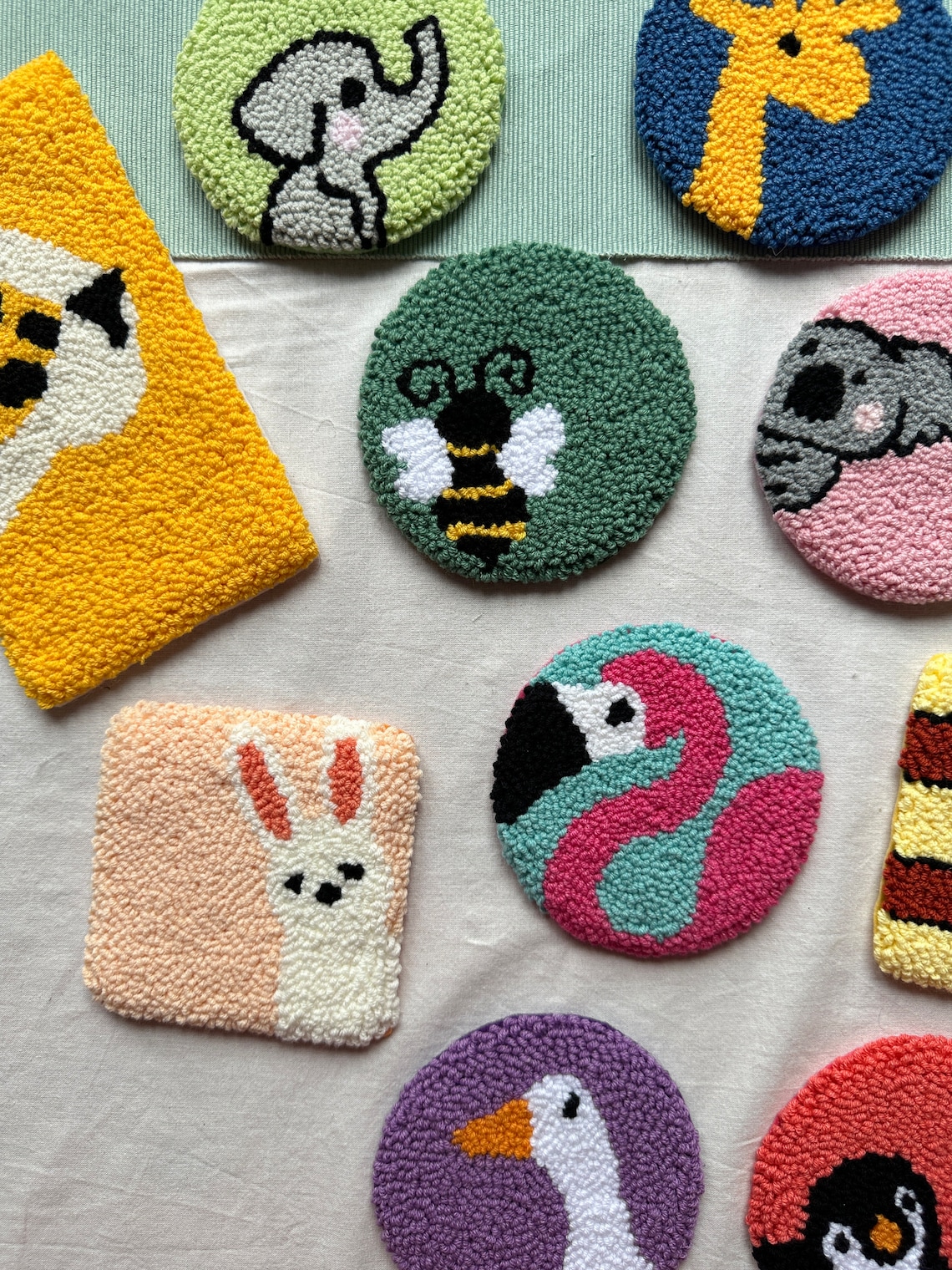 Punch Needle Animal Coaster/tufted Drink Coaster /punch Needle Etsy