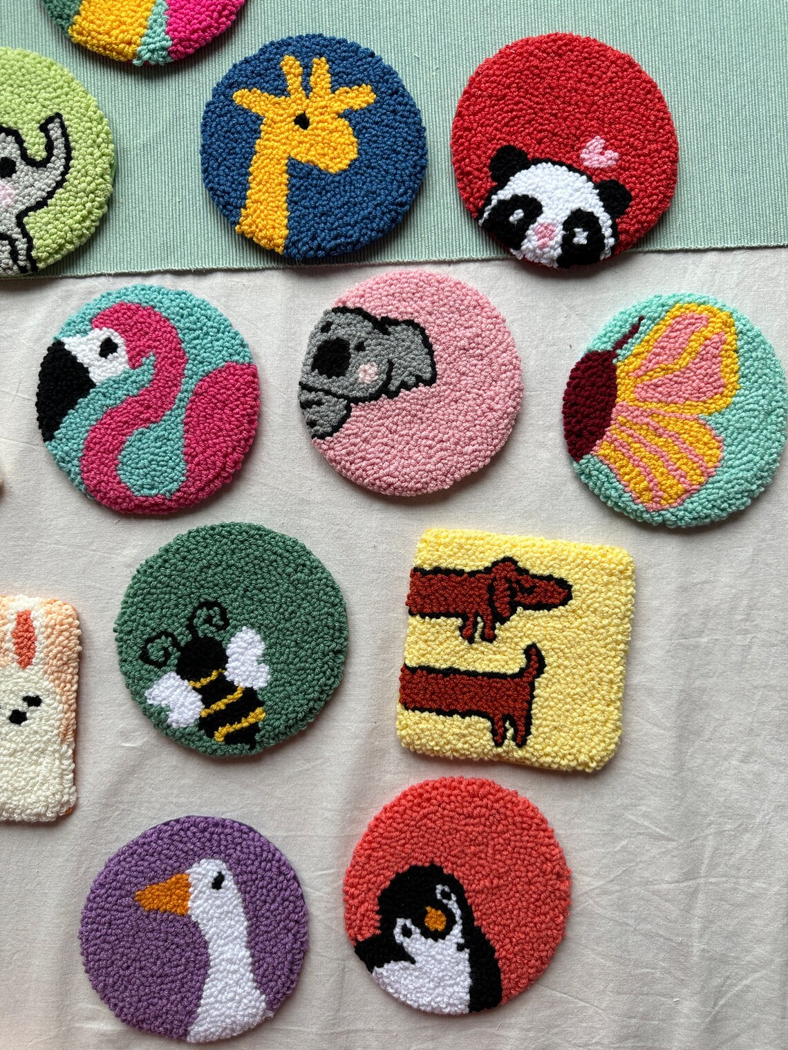 Punch Needle Animal Coaster/tufted Drink Coaster /punch Needle Etsy