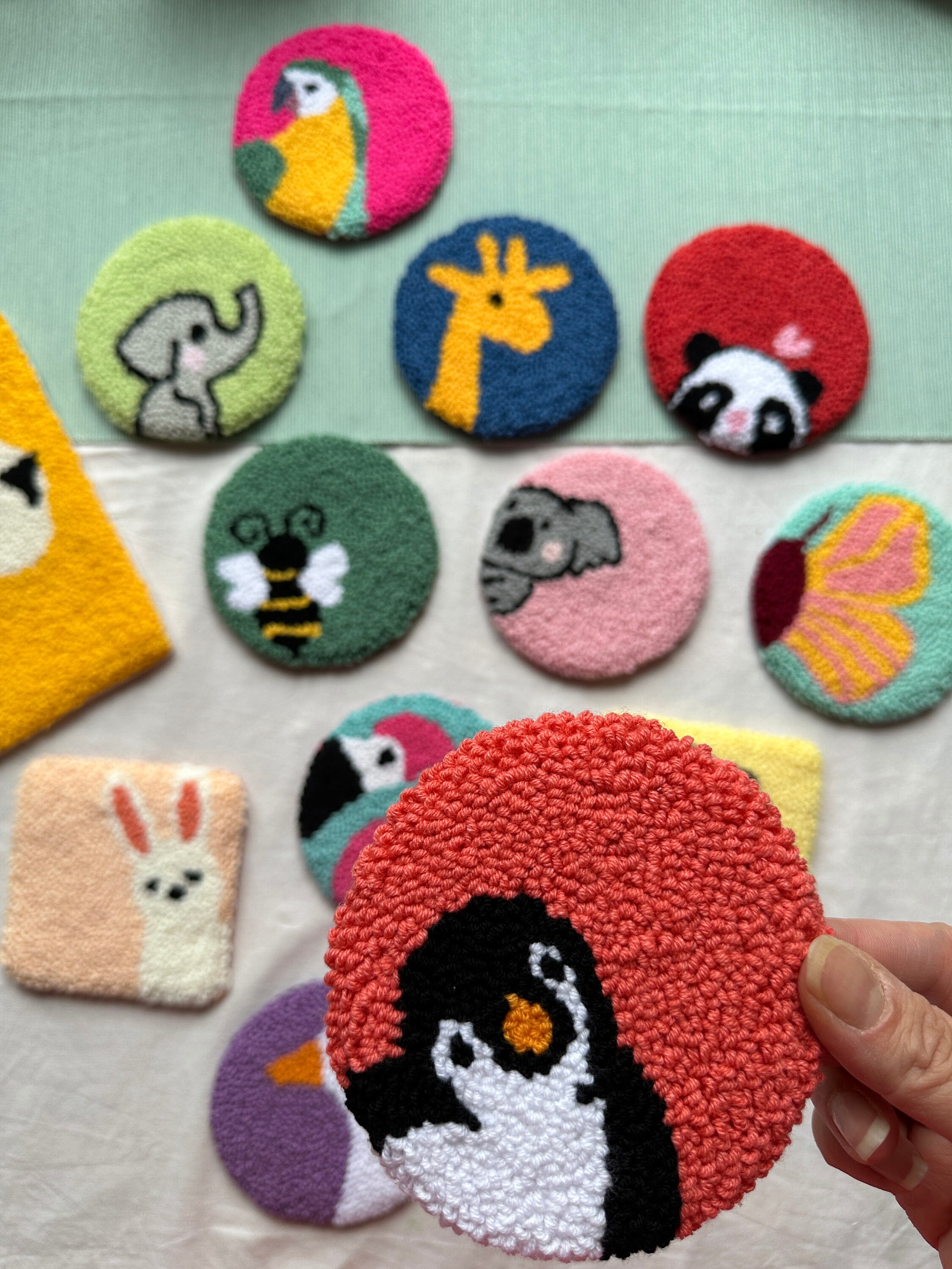 Punch Needle Animal Coaster/tufted Drink Coaster /punch Needle Etsy