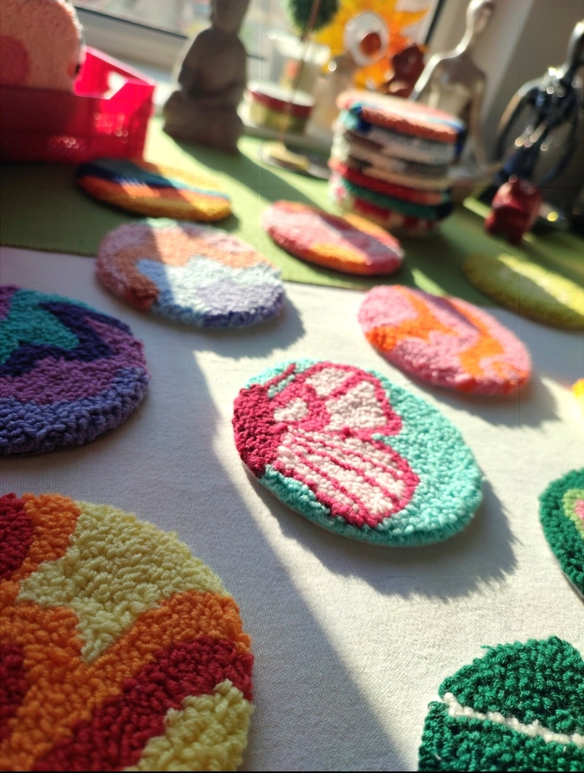 Punch Needle Coaster/tufted Drink Coaster /punch Needle Mug Etsy