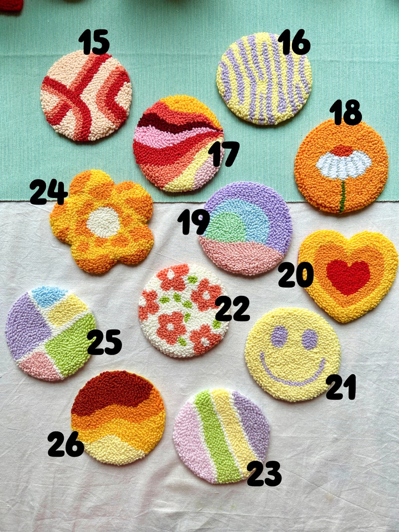 Punch Needle Coaster/tufted Drink Coaster /punch Needle Mug Etsy