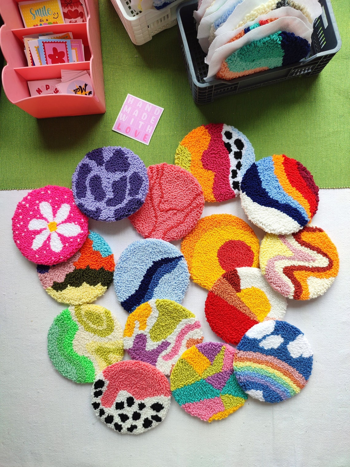 Punch Needle Coaster/tufted Drink Coaster /punch Needle Mug Etsy