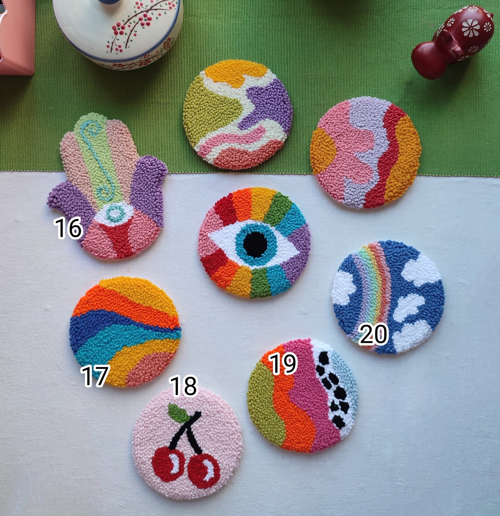 Punch Needle Coaster/tufted Drink Coaster /punch Needle Mug Etsy