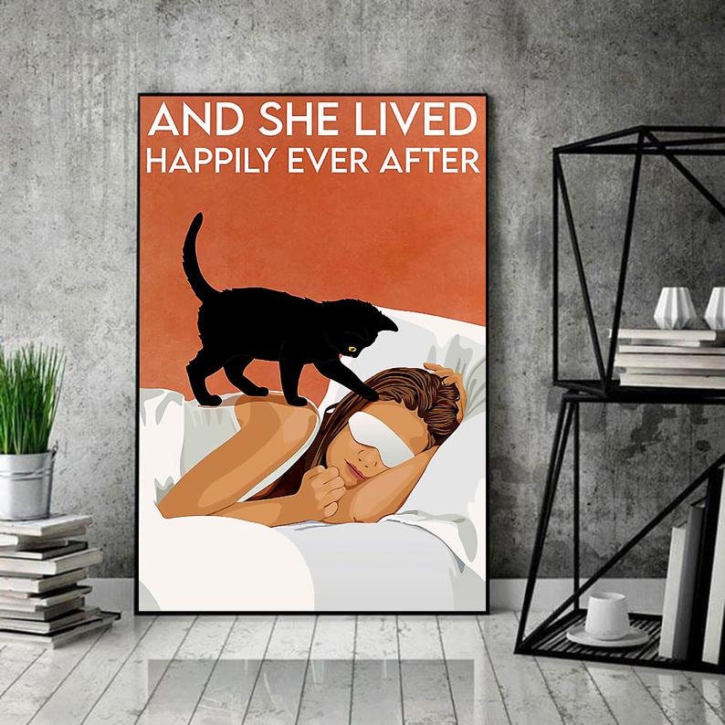Poster No Frame Canvas With Frame And She Lived Happily Ever After Vintage