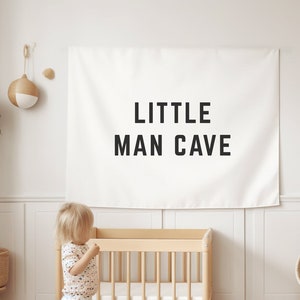 Little Man Cave Banner Boys Bedroom Decor Boys Room Wall Decor Playroom Banner Boys Nursery Decor Vintage Kids Decor Boys Room Flag Sign