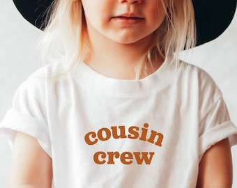 Cousin Crew Baby Onesie®, Cousin Matching Kids Shirts, Cousins kids tee, Boho Pregnancy Reveal, 70s retro kids, Vintage Style Cousin Tees