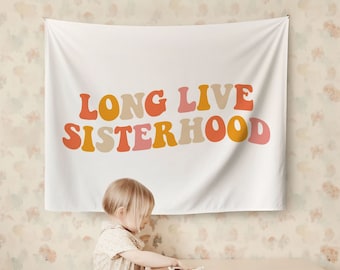 Striscione "Lunga vita alla sorellanza", decorazione per cameretta delle bambine, decorazione da parete per sala giochi, cartello per cameretta dei bambini, striscione per cameretta delle bambine, bandiera per camera delle bambine, camera da letto delle bambine