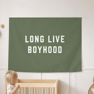 Long Live Boyhood Banner Boys Bedroom Decor Boy Room Wall Decor Playroom Banner Boys Nursery Decor Vintage Kids Decor Boys Room Flag Sign