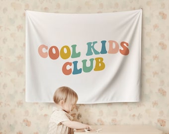 Banner per club per bambini, decorazione vintage per cameretta dei bambini, cartello retrò per sala giochi, bandiera per sala giochi, decorazione boho per aule, decorazione per scuola materna, decorazione da parete per cameretta dei bambini