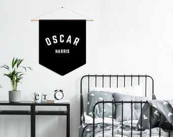 Bandiera personalizzata con nome per cameretta dei ragazzi, regalo per cameretta dei ragazzi, bandiera retrò con nome per cameretta dei ragazzi, decorazione boho per cameretta dei ragazzi, arredamento scandinavo moderno per cameretta dei ragazzi.