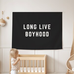 Boys Bedroom Decor Long Live Boyhood Banner boy room wall decor Playroom Banner Boys Nursery Decor Vintage Kids Decor Boys Room Flag Sign