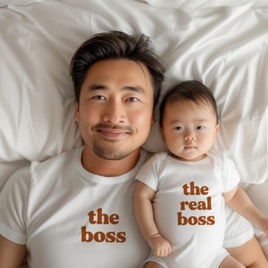 The Boss + The Real Boss Dad and Baby Matching Shirts Father&#39;s Day Matching Shirts Dad and Daughter Tees New Dad Gift Dad and Son Shirts