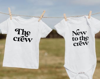 New to the Crew Baby Onesie®, New to the Crew Kids Shirt, Matching Sibling tees, Matching brother Tees Matching Sister Tee retro 70s vintage