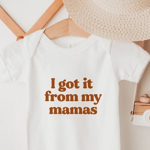 Two Moms Onesie® Lesbian Moms Gift, I Got it From My Mamas, Lesbian Parents, Gay Mother&#39;s Day Pride Kids Tee Rainbow Family Tee LGBT Onesie®