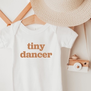 Tiny Dancer Baby Onesie®, Tiny Dancer Kids T-Shirt, Boho kids clothes, Pregnancy Reveal, Brown Cute Baby Clothes, Earthy Retro Baby Outfit