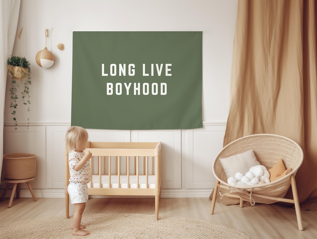 Long Live Boyhood Linen Banner - 20x30 Inch Wall Decor For Kids Rooms & Nursery - View #3